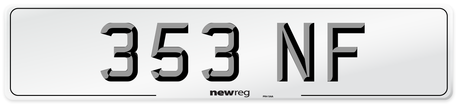 353 NF Number Plate from New Reg